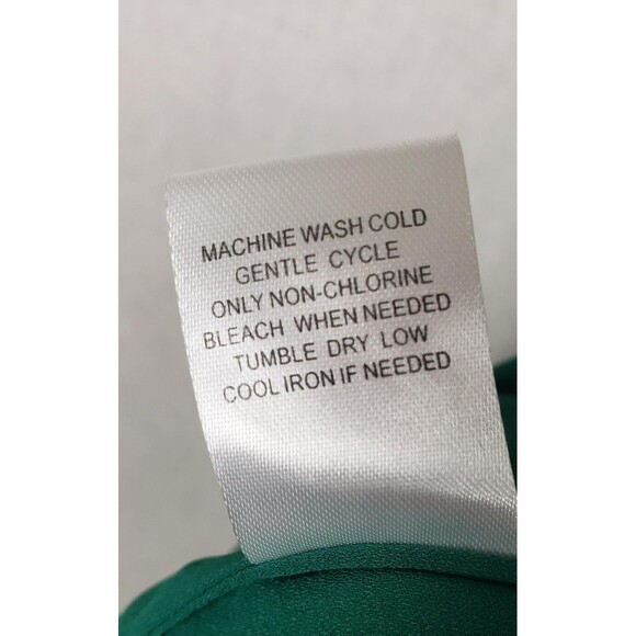 Daniel Rainn Blouse XL Kelly Green Split Neck Pleated Casual Work Fall Minimal - Picture 5 of 8